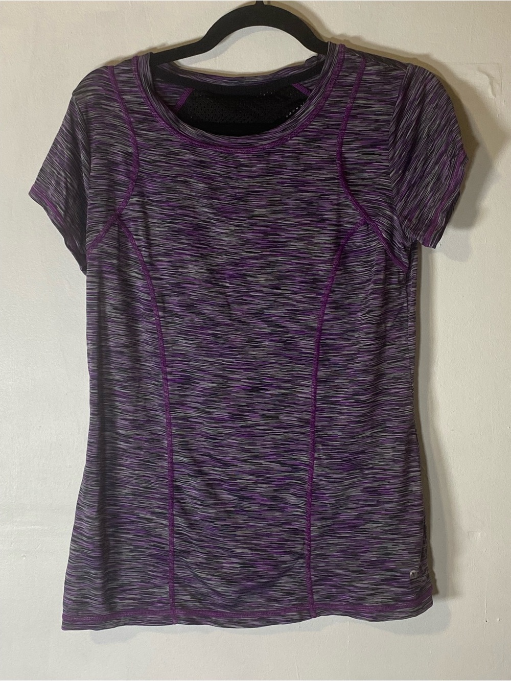 Xersion Purple Space Dye Athletic Top Mesh Back Activewear Tee Medium